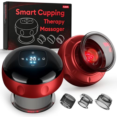 6 Pack Cupping Set,Smart Cupping Massager,Cupping Set with 2 Modes for Targeted Muscle Soreness,Tighter Skin,Cupping Kit with 20 Levels Suction and Heat - size: 6 PACK