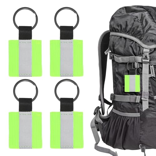 Safety Reflector Pendant, Fabric Reflective Safety Keychain Gear for Backpack & Running & Cycling - color: Fluorescent Green