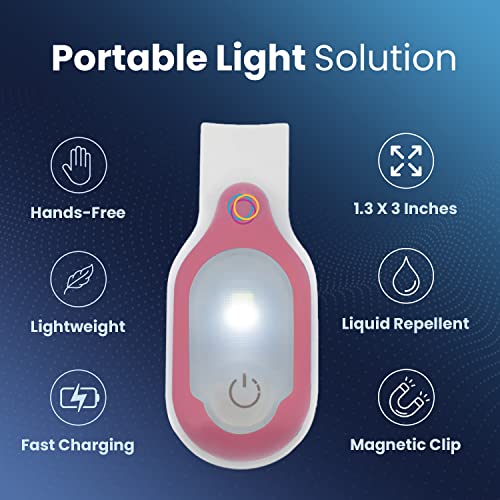 Clipglow Nurse Light Clip On for Night Shift - Bright, Lightweight Magnetic, Portable, USB Rechargeable Flashlight for Badge, 8-10 Hours Battery, 4 Settings 10-25 Lumens Nurse Gift|Pink - color: Pink