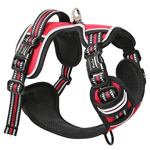 HEELE Dog Harness, Neck Release, No Pull Front Clip Vest, Reflective Red S - color: Lock Red, size: S (Pack of 1)