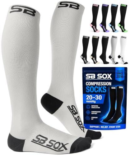 SB SOX Compression Socks for Men & Women (20-30mmHg) - color: Gray/Black, size: Medium