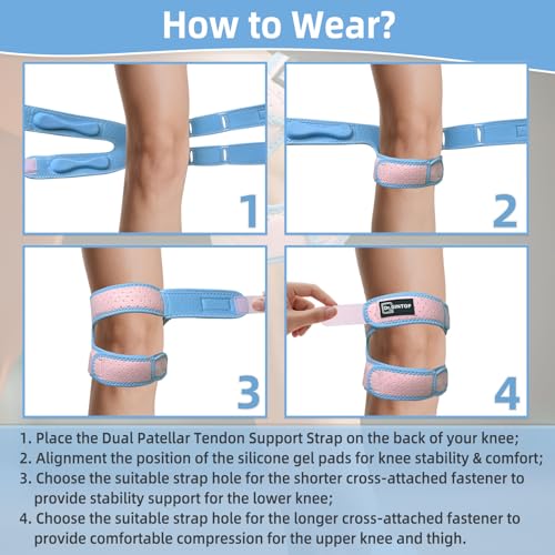 Dual Patellar Tendon Support Strap w/Gel Pad Patella Knee Brace - style: Pink