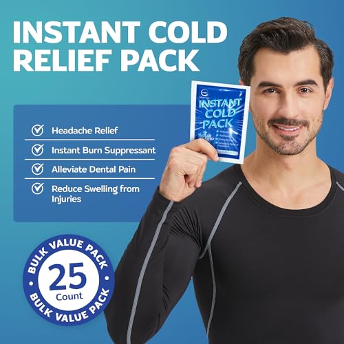 25 Pack Instant Ice Packs for Injuries, Disposable First Aid Cold Packs - size: 25 Pack (6" x 4.5")