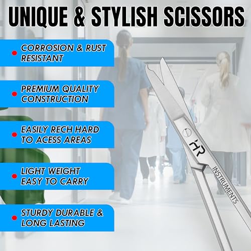 Suture Stitch Scissors with Delicate Hook Surgical Nursing Medical Scissors Perfect for Suture Removal, First Aid, EMS Training Premium Quality Instrument- Stainless Steel (Straight, 13CM) - color: Straight, 13CM