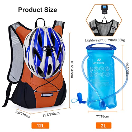 Lightweight Hydration Backpack, Running Backpack with 2L Water Bladder - color: Orange