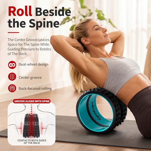 GymCope 10 Inch Back Roller, Foam Roller for Exercise, Spine-Safe Groove - color: Blue