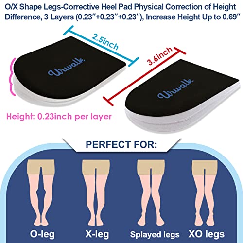 3 Layers Adjustable Supination & Over-Pronation Corrective Shoe Inserts, Medial & Lateral Heel Wedge Insoles for Foot Alignment, Knee Pain, Bow Legs, Osteoarthritis (Black - Large)