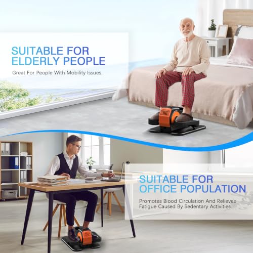 Under Desk Elliptical, Elliptical Leg Exerciser for Seniors, Home Portable Elliptical with Remote Control and 12 Adjustable Speeds, Electric Seated Pedal Exerciser