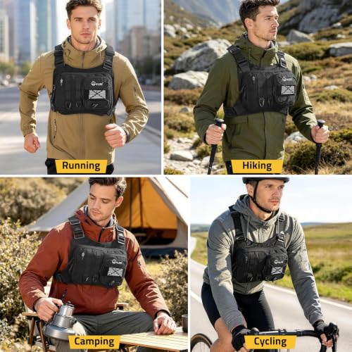 CVLIFE Chest Bag for Men, Outdoor Adjustable Running Vest with Gear Holster