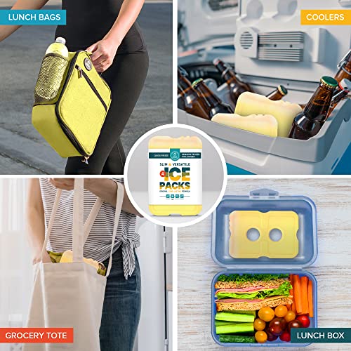 Healthy Packers Ice Packs for Lunch Boxes, Slim Cooler Ice Packs - color: Yellow (4 Pack)