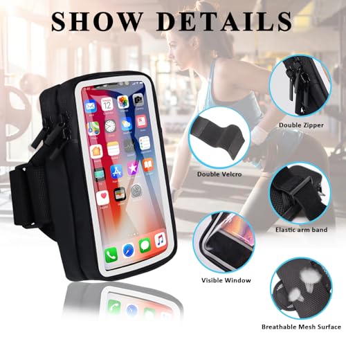 Phone Holder for Running Armband Cell Phone Holder iPhone 16 16e 15 14 13 12 11 Pro Max Xs Xr X Plus SE Mini Galaxy Ultra S25 Note, Sports Arm Bag Bands Fit Exercise Gym Workout Runner Hiking