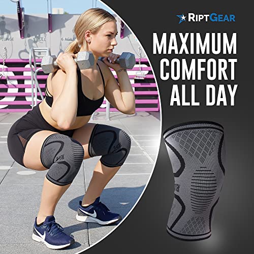 Knee Compression Sleeve | Non-Slip Knee Brace for Running & Weightlifting - color: Gray, size: Small (Pack of 1)
