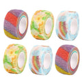 6 Pack Finger Wrap Bandage Self Adhesive Elastic Cohesive Tattoo Grip Tape for Sport Vet Wrist Toe Thimble - color: Colorful06