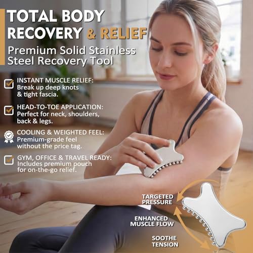 Stainless Steel Gua Sha & Muscle Scraper Tool Set – 2-in-1 Manual Deep Tissue Body Massager with Acupressure Pen – Ergonomic Handheld Tool for Myofascial Release, Trigger Points & Mobility - style: JK2D