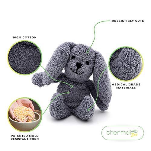 Thermal-Aid Zoo Mini — (Baxter the Bunny) — Mold-Resistant, Washable Hot & Cold Pack for Kids — Heating and Cooling Pad with Natural Corn Filling — Reusable Plush Toy - size: Mini Rabbit