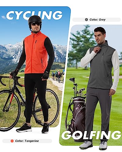 33,000ft Men's Windproof Lightweight Golf Vest Outerwear Sleeveless Jacket - color: Grey, size: Small