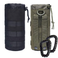 Water Bottles Pouches - 1000D Tactical Molle Drawstring 32OZ Hydration Carrier Bag - color: 2 Pack Black+Green