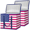 BALEINE Insulated Reusable Grocery Bags with Zippered Top, Large Cooler Bag - color: Patroit Celebration, size: 2 Pack
