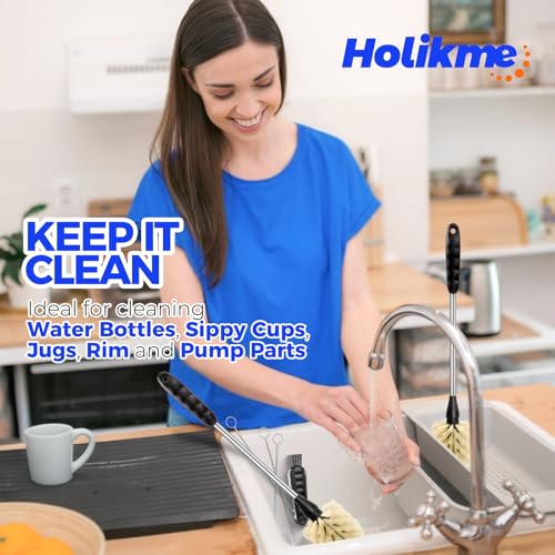 Holikme 6 Pack Bottle Brush 14" Stainless Steel Straw Cleaner Brush,Yellow - color: Yellow, size: 6Pack