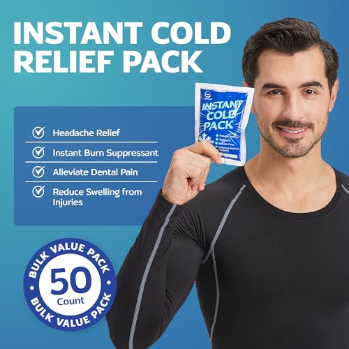 50 Pack Instant Ice Packs for Injuries, Disposable First Aid Cold Packs - size: 50 Pack (6" x 4.5")