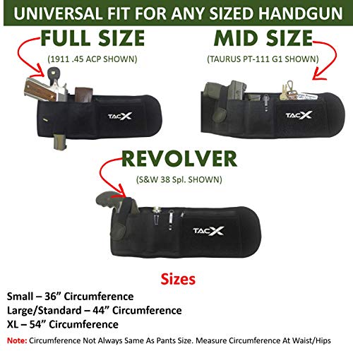 Belly Band Holster for Active Concealed Carry | Universal Design | IWB/OWB Pistol Belt | RFID Blocking Water Proof Zipper Gear Pocket | Spare Mag Pouch | Running, Hiking, Jogging