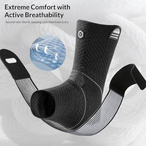 ZOELION Ankle Brace Compression Support with Removable Fishnet Strap, 3D Knit Plantar Fasciitis Relief Achilles Tendonitis Brace, Ankle Compression Sleeve for Pain Relief & Injury Healing, Black/S - color: Black（Pack of 1）