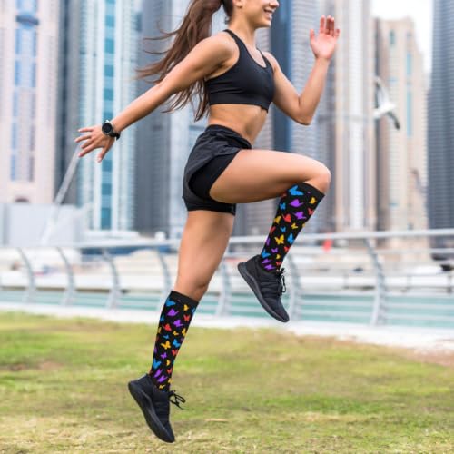 Compression Socks Knee High Circulation Support Socks For Women Men Athletic Running Hiking Cycling - color: Butterfly1