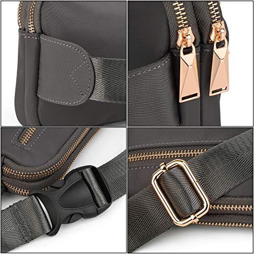 UTO Fanny Pack Crossbody Belt Purse Chest Waist Hip Travel Hiking Bumbag - color: 0917 dark grey