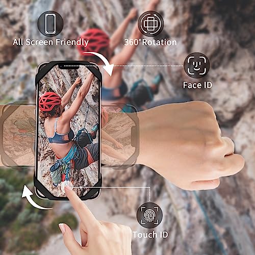 3in1 Running Sports Armband+Wristband+Bicycle Phone Holder,360° Rotation & Detachable Compatible with 4.5-7" Cellphone for iPhone 17/16/15/Pro/ProMax/14/13/mini/Pro Max/XS/XR - color: Black