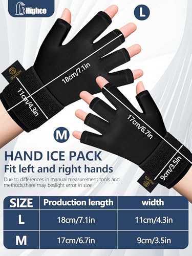 highco 2 Pack Ice Gloves for Arthritis Hands Pain Relief, Adjustable Hand Ice Pack for Hot & Cold Therapy, Reusable Gel Compression Finger Wrist Ice Pack for Tendinitis, Carpal Tunnel,Swelling - size: M( 2PCS)