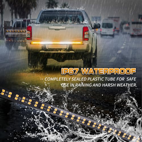 XRIDONSEN 60 inch Tailgate Lights Amber White Rear Strobe Lights - color: Amber/White