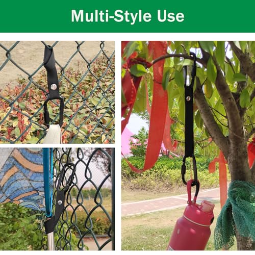 Fence Hooks for Baseball Bag, Softball, Camping, Multifunctional Carabiner Hanging Backpack, Water Bottle (Black) (2)