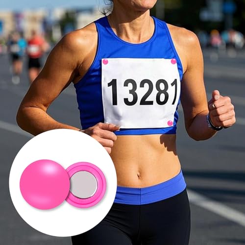 BOXOB 10 Pairs Magnetic Race Bib Clips, Marathon Race Number Buckle Running Bib Magnets Pins Holder for Runners Field Triathlon Cycling Competition (Pink & Rose Red) - color: Pink & Rose Red