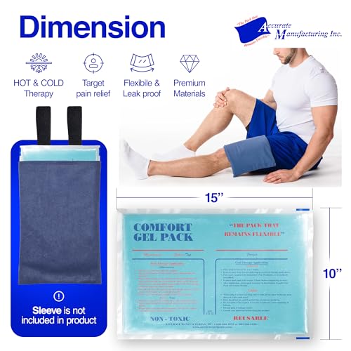 Flexible Reusable Gel Packs for Neck, Wrist, Arm, Back and Shoulder Pain Relief - Versatile Hot or Cold Gel Packs for Injuries, Sore Muscles or Toothache Pain Relief, Blue, 10" x 15", 2 Pack - size: 10"x15"-2 Pack
