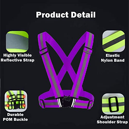 Reflective Strap Safety Vest Gear - 2-10 Pack Adjustable High Visible Reflective Running Gear for Women Men Night - color: Greenx5+orangex5