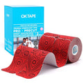 OK TAPE Kinesiology Tape PRO Pre-Cut Latex Free Strips 2in x 16.4ft 2Rolls - color: Red+black