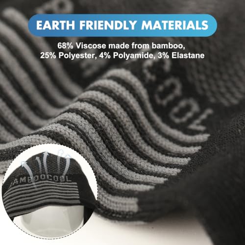 BAMBOO COOL Mens Athletic Ankle Socks Moisture Wicking Cushioned 8 Pack - color: 8 Pairs Black, size: Medium