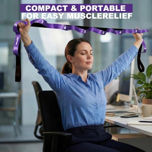 Acozycoo Stretching Strap with Loops for Physical Therapy,Knee,Leg Lifter - color: Purple, size: Length: 86 Inch, Width: 1.5 Inch