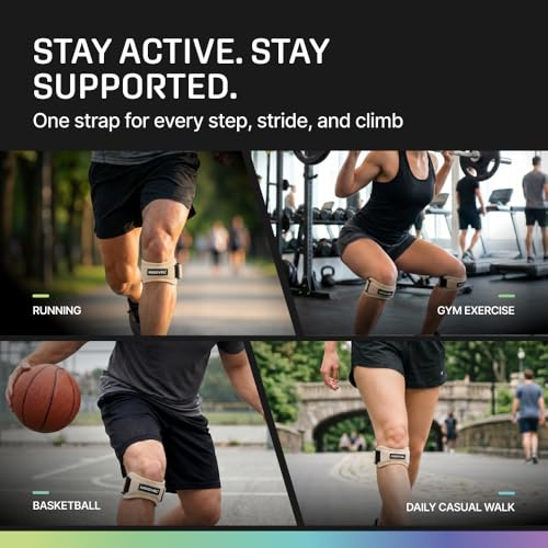 Modvel Patella Knee Brace Strap Adjustable Tendon Support Band, Adjustable Fit, 2-Pack - color: Nude
