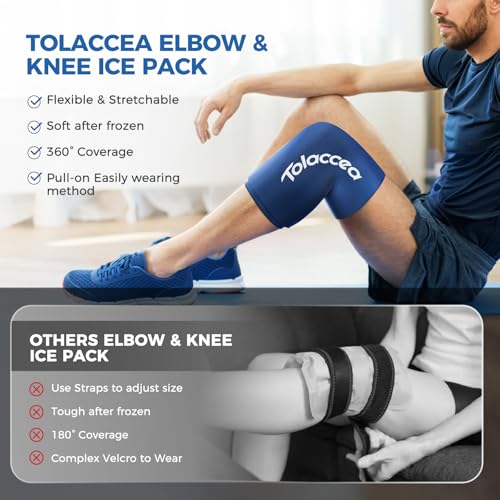Elbow & Knee Ice Pack, Reusable Gel Cold Therapy Compression Sleeve Wrap - color: Blue, size: Medium