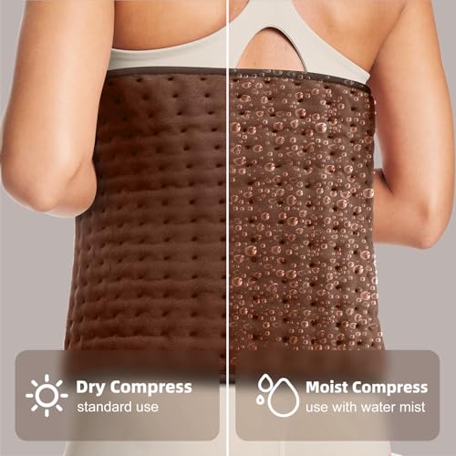 VALGELUIK Heating Pad for Back Pain Relief, 12"x24" Electric Heat Pad Gifts - color: Brown, size: 12 Inch x 24 Inch