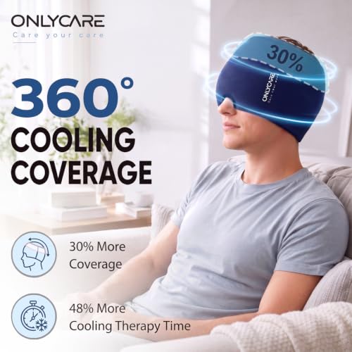 ONLYCARE Migraine Relief Cap, Headache Relief Cold Cap with Odorless Gel - color: Blue