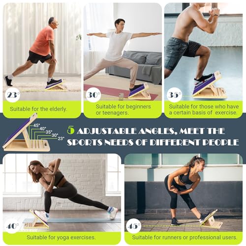 Slant Board Calf Stretching, 460 LBS Capacity Portable Wooden Incline Board