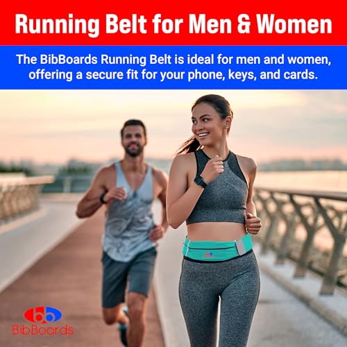 BibBoards Running Belt for Phone, Turquoise, 38-48 in - color: Turquoise, style: 44 Inch