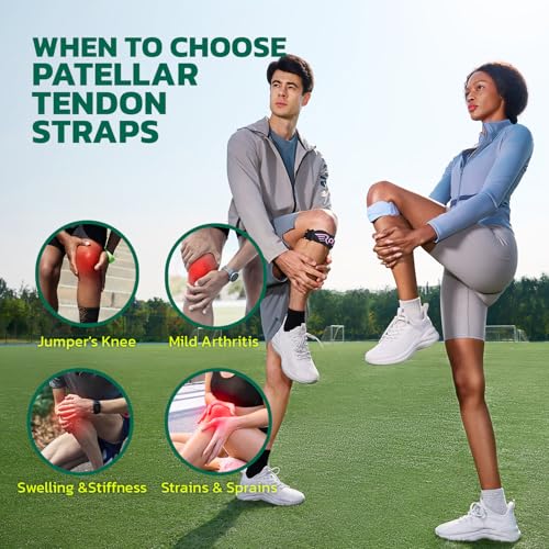 aoFIT 2 Pack Patella Knee Strap Band for Knee Pain Knee Support Patellar Stabilizer Braces Tendon Ergonomic Silicone Pad adjustable Compression for Running Jumping Squats Basketball All Activities