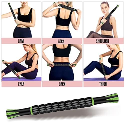 Muscle Roller, Muscle Roller Stick Lipo Roller Lymphatic Massager Muscle Roller for Legs Massager Roller for Muscles Deep Tissue, Lymphatic Drainage, Lipo Massager After Surgery Roller, Black/Green - color: Black/Green