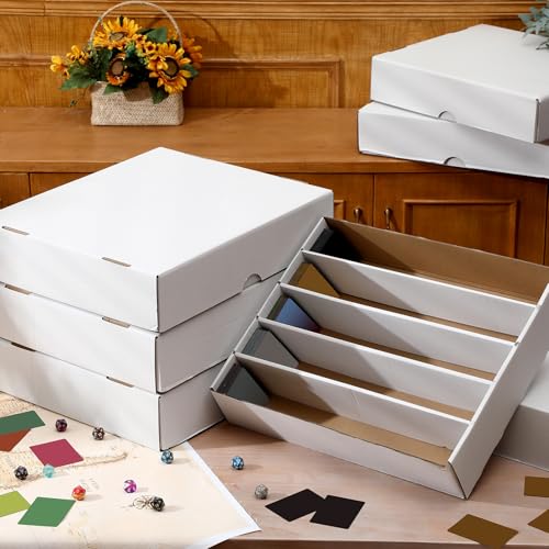 Yexiya 6 Pack 5000 Count Card Storage Box, White, 19 * 15.6 * 4 Inches