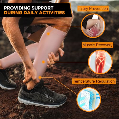 Doc Miller Calf Compression Sleeves 30-40 mmHg for Men & Women, 1 Pair - color: Beige, size: X-Large