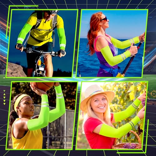 Geyoga 4 Pairs Arm Sleeves for Men Women - color: Green, Yellow