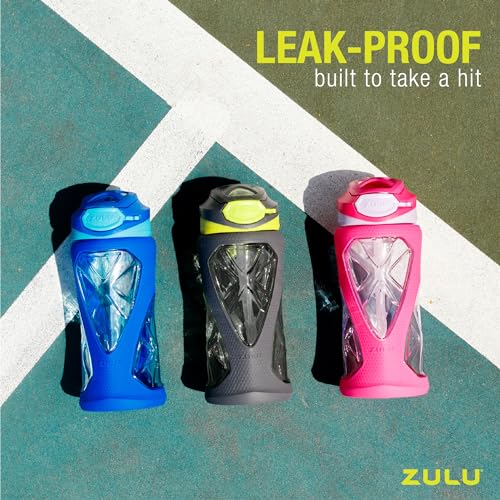ZULU Torque 16oz Plastic Kids Water Bottle with Silicone Sleeve, Purple - color: Purple, size: 16 Ounces, style: Single